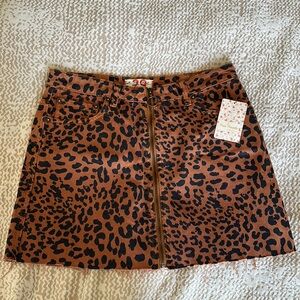NWT Free People Animal Print Mini Skirt